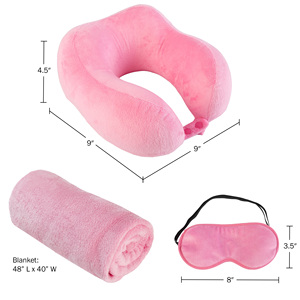 <span class=keywords><strong>Set</strong></span> bantal leher perjalanan, lengkap 1.65 lb 11 inci dengan selimut bulu dan Masker Mata, bukan lateks - Product Image 6