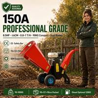 Broyeur de bois 150A, diamètre maximal des branches 6 cm, moteur à essence, double lame de 150 mm, 0,8-1 T/H pour jardin et ferme