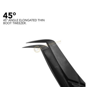 Pinzas para extensiones de pestañas de fibra negra con logotipo personalizado al por mayor, tijeras cuadradas altas, diseño de belleza redondeado de acero inoxidable - Product Image 6