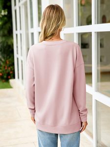 Col en V décontracté surdimensionné gaufré doux épais sweat vêtements de sport vêtements décontractés sweats pour femmes OEM service tissu doux - Product Image 2