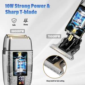 Tondeuse à barbe électrique sans fil pour homme avec lame en T, tondeuse à cheveux et rasoir nasal, alimentation par batterie - Product Image 6