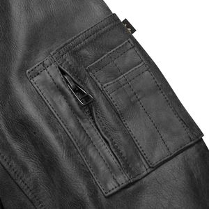 Chaqueta de cuero para motociclista personalizada a la moda unisex, venta al por mayor, chaqueta de cuero de bombardero con logotipo y parche para campus universitario para hombre - Product Image 3