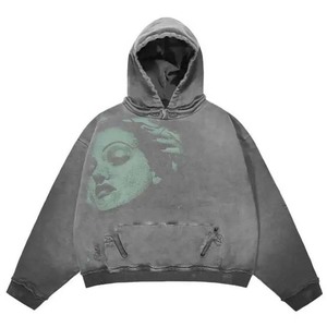 Sudaderas con capucha de peso pesado al por mayor sudaderas de gran tamaño transpirables cómodas parche desgastado personalizado 100% sudaderas con capucha de algodón básicas - Product Image 3