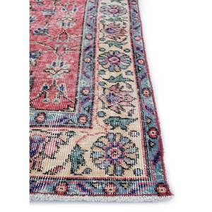 Tapis en laine noué à la main rouge-orange vintage, motif floral abstrait bohème classique, rectangulaire pour couloir et maison Pae-2095 pour salon - Product Image 4