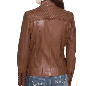 2024 nuevo diseño chaqueta de invierno de cuero Real para mujer cuello levantado cremallera transpirable viscosa Sherpa Forro algodón acolchado XL OEM - Product Image 4