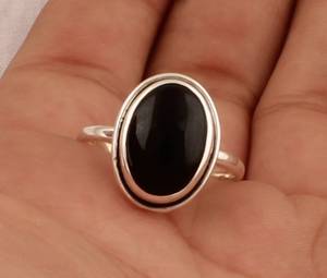 Magnífica Plata de Ley 925 chapada en ónix negro Natural amatista ajuste 7x9mm anillo hecho a mano joyería de moda joyería de mujer - Product Image 2