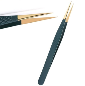 Ensemble de pinces à épiler professionnelles en acier inoxydable pour extensions de cils, étiquette privée personnalisée, étui noir et or, Zullo Industries - Product Image 5