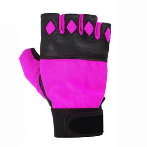 Gants de sport unisexes en cuir noir et néoprène rose, fermeture à cordon, microfibre respirante et légère pour la musculation - Product Image 1