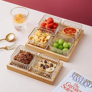 Bol décoratif en verre design avec plateau en bois élégant Centre de table élégant pour la maison, la cuisine, la salle à manger et le salon - Product Image 4