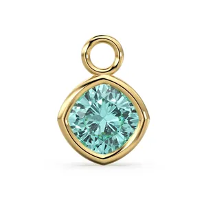 Pendentif en topaze bleu ciel en or massif 1 pièce, or jaune massif 14 carats, pierre précieuse naturelle, fabrication artisanale, breloque de forme ovale - Product Image 4
