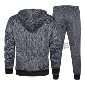 Conjunto de chándal estampado sublimado de dos piezas de alta calidad para hombre, chándales de entrenamiento con cremallera a la moda de invierno - Product Image 4