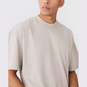 Nuevo lujo de los hombres Boxy de gran tamaño 100% algodón de peso pesado camisetas Drop Shoulder gráfico sólido Streetwear estilo camiseta en blanco - Product Image 5