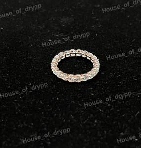 Anillo de boda de plata de ley 925 con diamantes de moissanita VVS, elegante anillo de eternidad minimalista para mujer, regalo. - Product Image 1