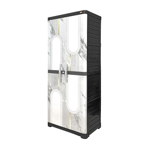 Deluxe Rounded Double Door Plastic Furniture Cabinet/<b>Wardrobe</b>/Closet with <b>Large</b> Storage Organizer for Bedroom Office Living Room - Product Image 3
