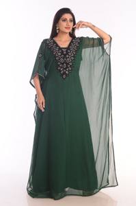 ชุดคาฟทันแบบอิสลามผ้าจอร์เจียปักสีเขียวใส่ในขวด - Product Image 4