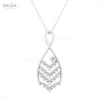 Último diseño 14K Real Gold Cluster Wedding Pendant 0,39 CTW SI Quality Diamond Chevron Collar Joyería fina a precio mayorista