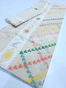 Exclusivo Deshi Dhakai Jamdani Naranja Sharee Calidad de exportación para mujeres TELA JAMDANI Azul ROJO VERDE Dorado de Bangladesh - Product Image 4