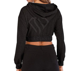 เสื้อฮู้ดเอวลอยสำหรับผู้หญิงผ้าคอตตอนสีทึบใส่สบายสไตล์สตรีทแวร์สำหรับฤดูหนาวกลางแจ้งออกแบบได้ตามต้องการ - Product Image 4