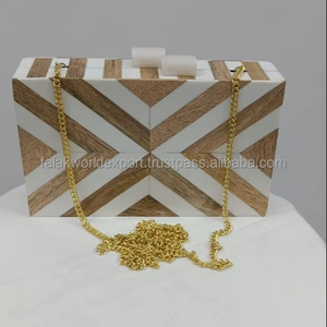Pochette de soirée élégante et luxueuse pour femme, motif pierre en résine polie, étanche, avec fermeture à logo, collection Falak World - Product Image 6