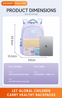 Sac à dos scolaire ergonomique Suneight pour enfants, protection de la colonne vertébrale, motif maison de dessin animé, pour l'école primaire 22326