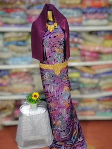 Vestido Auténtico de Terciopelo Maqbal Somalí de Última Moda con Diseño Jacquard de Hojas Abstractas para Niñas - Product Image 2