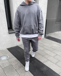 Black Acid Washed Full Zip up Vintage Distressed Stone Acid Washed Streetwear Sweatsuit Flared Sweatpants and Hoodie Sets Hombres - Product Image 5