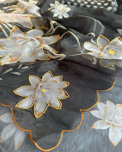 Duyên dáng nhẹ bán lụa Ấn Độ Saree hiện đại mô hình in kỹ thuật số tuyệt đẹp pallu biên giới phong cách dân tộc phong cách mềm mại - Product Image 1