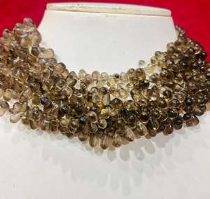 Perles de pierre en forme de larme lisse en quartz fumé naturel prêt à expédier - Product Image 5