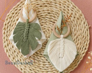 Chic fait à la main en macramé porte-serviettes Boho coton tissé organisateur de Table décoratif pour la maison salle à manger cuisine Accent - Product Image 3