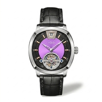 Fabricant de montres-bracelets mécaniques uniques avec logo personnalisé OEM, montre tourbillon automatique à heure sautante et cadran guilloché