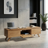 Buffet scandinave moderne en bois massif avec portes battantes, console multimédia écologique pour la maison et l'école