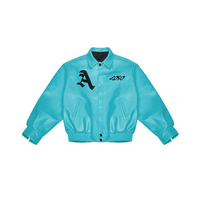 Blouson aviateur en cuir véritable pour homme, logo brodé, col montant, capuche, tissu en toile d'hiver - Vente en gros, état neuf