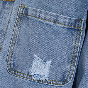 Veste en jean américaine rétro délavé déchiré pour hommes Printemps Automne Marque de mode Loose Cargo Fall Jeans Jacket pour hommes - Product Image 4