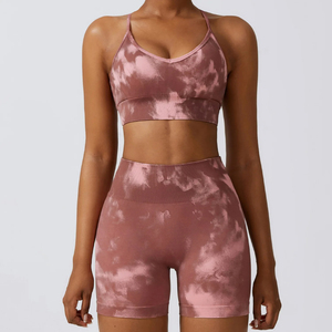 Custom Women Gym Workout Clothes Yoga <b>Set</b> <b>Tie</b> <b>Dye</b> Print 2 Piece <b>Sets</b> Female Outfits Sport Active Wear - Product Image 6
