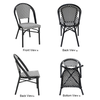La chaise de jardin parisienne la plus populaire, chaise d'extérieur en Teslin noir et blanc, chaise de bistrot française, chaise de café