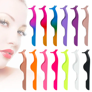 ANAAIF Acero inoxidable Moda Multi-Color Aplicador de pestañas Pinzas Extensión de pestañas Herramienta de depilación de cejas - Product Image 4