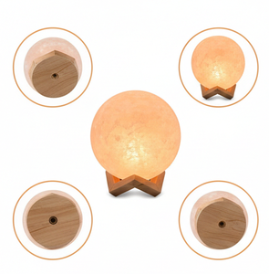 Lampe de sel de l'Himalaya blanche comme neige, forme sphérique, 100% sel de roche blanc naturel, boule de cristal, base en bois, ioniseur de guérison, décoration haut de gamme - Product Image 4