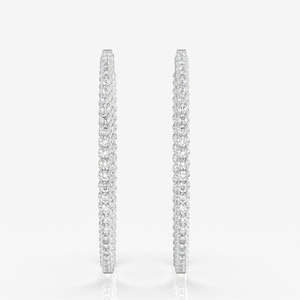 Boucles d'oreilles créoles en or 18 carats avec diamant de laboratoire taille ronde, grand diamant pour un look élégant - Product Image 3