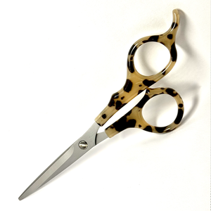 5.5" Ergonomic Handle Right-Handed Straight Edge Stainless Steel Customizable Professional Sharp <b>Hairdressing</b> <b>Scissors</b> Brown - Product Image 2