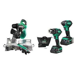 Kit de scie à onglet coulissante sans fil de 12 pouces avec perceuse et visseuse à chocs, construction entièrement métallique - Product Image 1