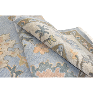 Tapis d'intérieur en laine Oushak vintage fait main, à poils coupés, à poils moyens, antidérapant, motif floral, décoration classique pour la maison, salon, prière - Product Image 5