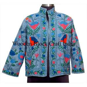 Handcrafted Knitted Quilted Cotton Suzani Jacket Boho Tribal Reversible Festival Fashion Ethnic Embroidery Wholesale Jackets - Product Image 1