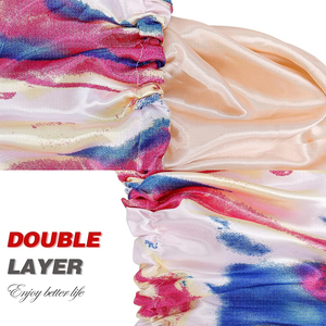 Large Size Tie dye Satin <b>Bonnets</b> Lined Double Layer Women Baby Mom Designer <b>Bonnet</b> Cap Use Satin <b>Bonnet</b> Sleep Wear - Product Image 4
