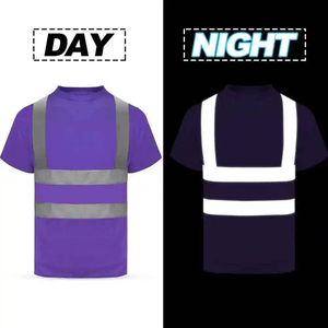 Venta al por mayor de camisetas de trabajadores de la construcción de alta visibilidad con rayas reflectantes logotipo personalizado característica de seguridad para pedidos al por mayor - Product Image 3