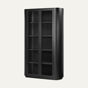 Vitrina de Madera Maciza de Mindi con Curva Obsidiana para Sala de Estar - Product Image 2