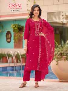 Designer été tendance indien pakistanais costume lourd Viscos tissu de soie romaine belle broderie travail manuel nouveau exclusif - Product Image 4