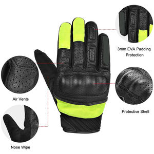 Guantes de Motocicleta de Cuero Acolchados, Dedos Completos, Color Negro, Tinte Liso, Tamaño y Color Personalizados - Product Image 6