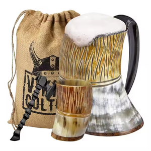 Offre Spéciale fabriqués à la main par des artisans qualifiés sculpté naturel personnalisé Agate boire Viking corne tasse boire Buffalo Tankard tasse - Product Image 1