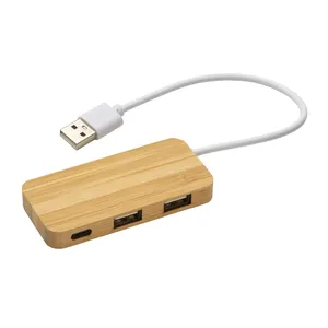 Hub USB in Bambù Personalizzato Tipo-C, Gadget Promozionali USB Personalizzabili per una Migliore Visibilità e Ottimizzazione SEO - Product Image 1