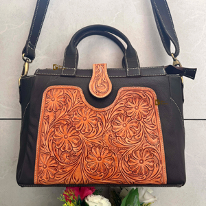 Handmade New Design Carving Tooling Sling <b>Bag</b> for <b>Women</b> Real Leather Stylish Hand Tooled Handbag with Letter Decoration - Product Image 1